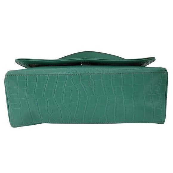 CRAZY HORSE Liz Claiborne Turquoise Embossed Croc Faux Leather Shoulder Bag - Picture 9 of 13